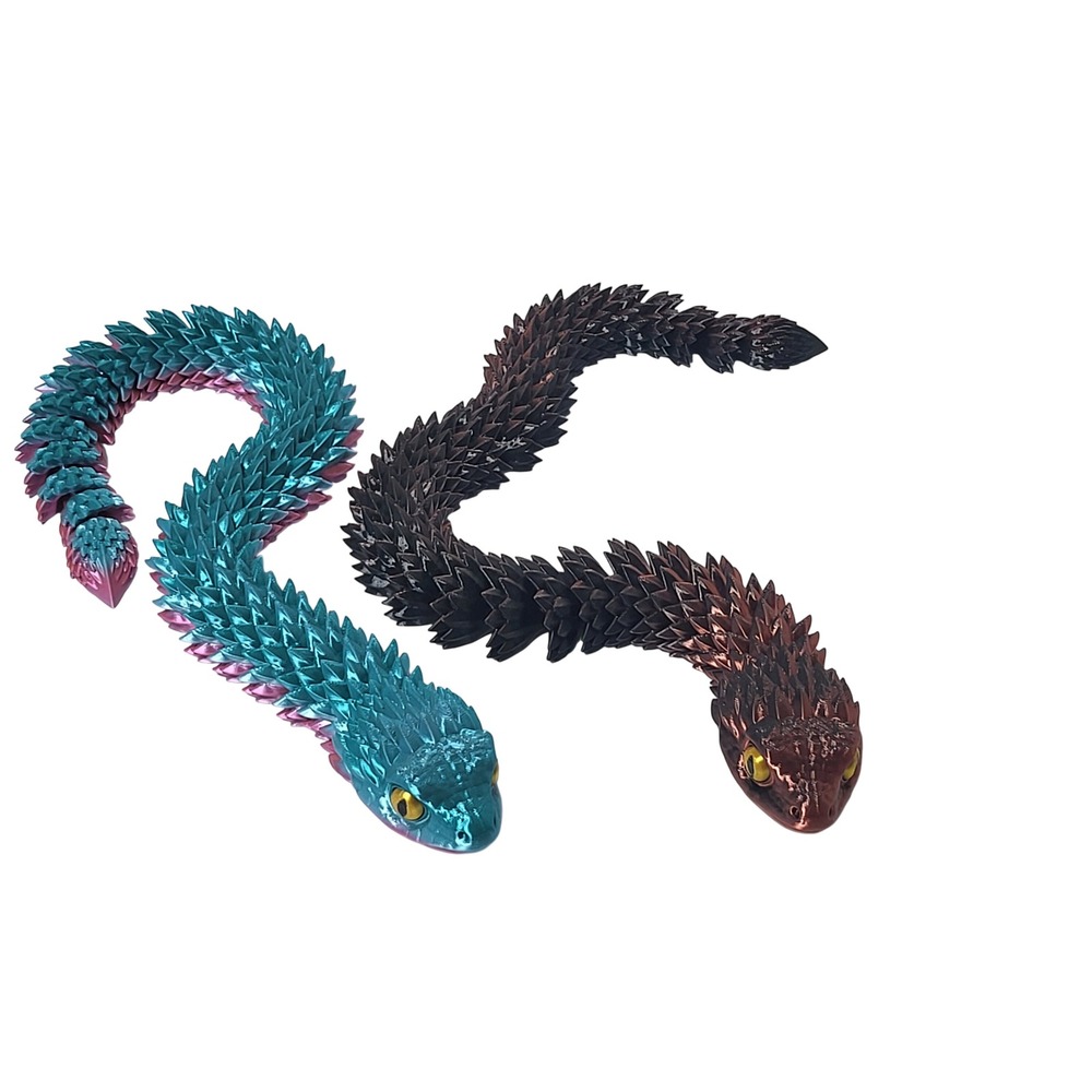 3D Printed Articulated Bush Viper Snake Fidget Toy Set Silk PLA 14.5 Inch 2 Pack